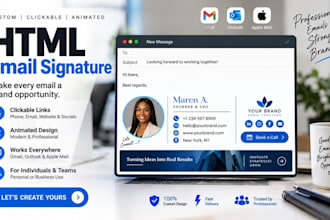 design clickable animated html email signature for gmail, outlook and apple mail