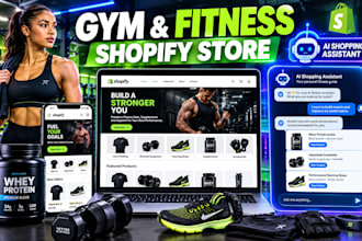 design a gym fitness shopify store with ai  shopping assistant