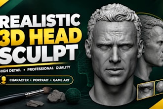 sculpt realistic 3d head 3d face 3d sculpture 3d statues for 3d printing