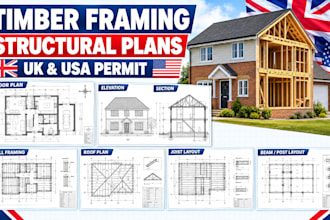 draw house timberwork framing and structural plans design for uk usa permit