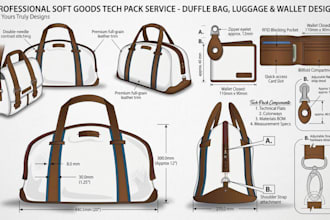 design bag design, duffle bag, luggage tech pack, wallet for production ready