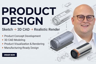 do product concept design from sketch to 3d cad model with renders