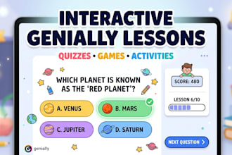 create interactive genially lessons, quizzes, games and educational activities