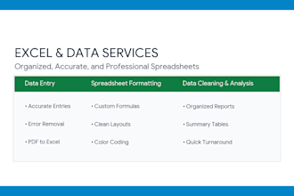 provide virtual assistant services using excel, word, and text analysis