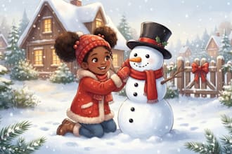 illustrate christmas children story book, children story book illustration