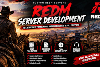 develop redm server with the best framework, redm premium scripts, redm server