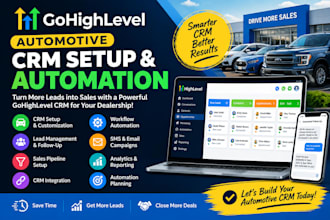 build automotive ,dealership, CRM go high level ,,lead follow up sales flow