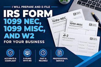 prepare and efile irs form 1099 nec, 1099 misc, and w2 for your business