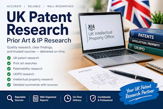 uk patent research, patent search, prior art, patentability and IP research