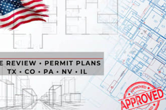 provide pe review, seal, architectural and permit drawings tx co pa nv il