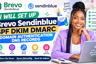 set up brevo sendinblue spf dkim dmarc domain authentication dns records