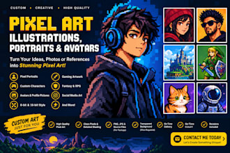 create custom pixel art illustrations, portraits and avatars