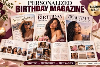 design a personalized birthday magazine memory book or gift booklet