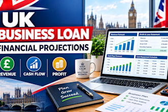 prepare UK business loan projection, financial statement and cash flow analysis