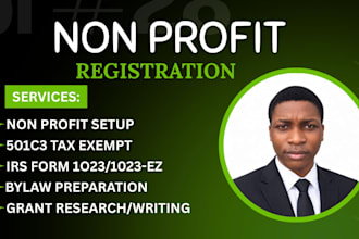 help with nonprofit setup and 501c3 tax exempt