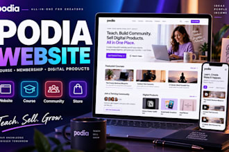 design podia website, online course, membership and digital product store
