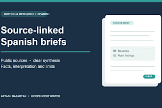 research public sources and write a clear spanish brief