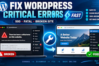 fix wordpress critical error fatal error 500 error and broken website