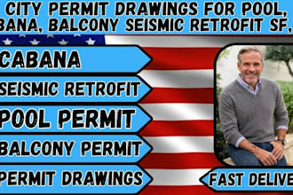 create city permit drawing for pool, cabana, balcony seismic retrofit sf, ca