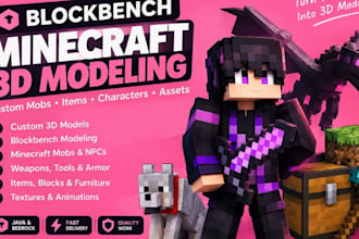 create custom minecraft 3d models, blockbench mobs, items and assets