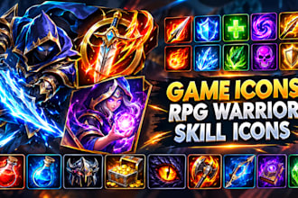 design custom game icons, rpg icons, skill icons and game assets