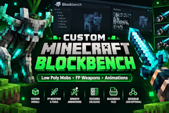 do low poly minecraft blockbench lowpoly 3d model mobs fp weapon with animation