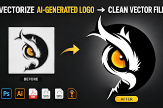 redraw ai generated artwork cleanup vectorize logo to clean vector file