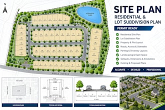 design a professional site plan residential and lot subdivision plan permit