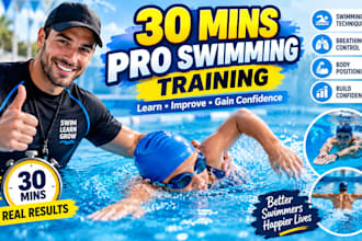 teach you 30 mins pro swimming training