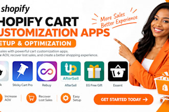shopify cart customization app quik sticky cart rebuy upcart eg free gift essent