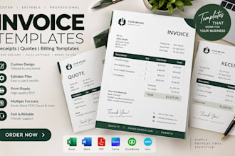 create professional editable invoices, receipts and billing template