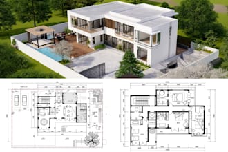do 2d floor plan 3d floor plan, city permit drawings, house plans 3d rendering