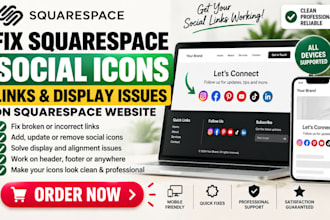 fix squarespace social icons links and display issues on squarespace website