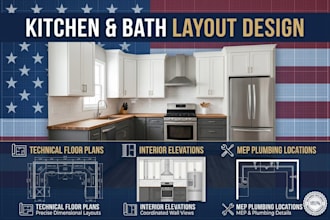 design detailed kitchen and bathroom layouts and millwork drawings