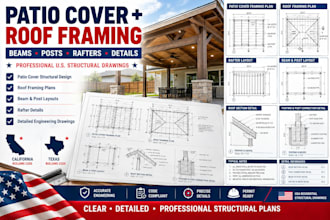create patio cover roof framing plans, beam and post details