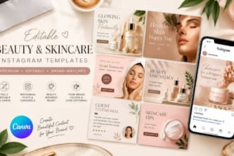 design luxury beauty instagram canva templates, beauty social media and skincare