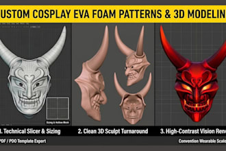 create custom eva foam cosplay armor, 3d mask, sewing and clothing patterns, DIY