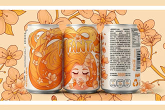beverage label design with illustration