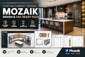 design custom kitchen cabinet in mozaik with cnc ready files