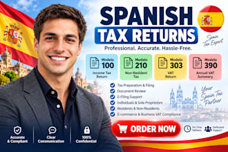 prepare and file spanish tax returns modelo 100 210 303 and 390