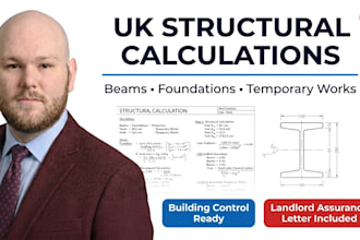 provide UK structural calculations for beams, foundations, and propping beams