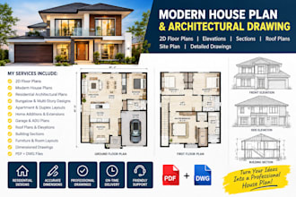 design a modern house plan, floor plan and architectural drawing