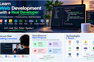 teach you web development with HTML CSS javascript react and node