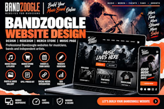 design bandzoogle website, redesign merch store, music page and music website