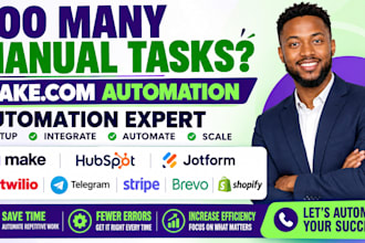 setup make com automation hubspot jotform twilio telegram stripe brevo shopify