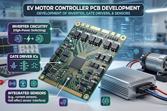 develop electric vehicle motor controller pcb with inverter, gate driver, sensor
