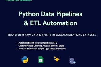 develop custom python data pipelines, etl scripts, and pandas automation