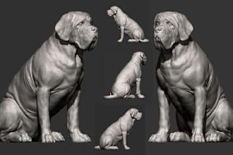 sculpt realistic 3d dog model pet memorial statue 3d printable stl dog portrait