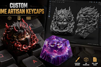 design custom anime artisan keycaps for mechanical keyboards and 3d printing