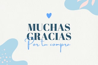 diseñaré tarjetas de agradecimiento y packaging a tu medida
